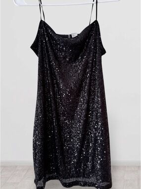 H&M Divided Black Sequin Mini Dress - Size M - Party Cocktail Dress